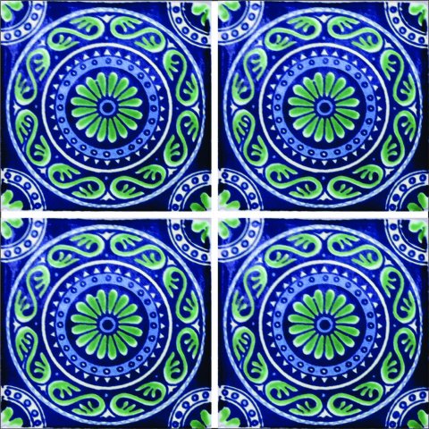 TALAVERA TILES / Talavera Tile 4x4 inch (90 pieces) - Style AZ009 / These beatiful handpainted Mexican Talavera tiles will give a colorful decorative touch to your bathrooms, vanities, window surrounds, fireplaces and more.