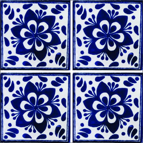 TALAVERA TILES / Talavera Tile 4x4 inch (90 pieces) - Style AZ010 / These beatiful handpainted Mexican Talavera tiles will give a colorful decorative touch to your bathrooms, vanities, window surrounds, fireplaces and more.