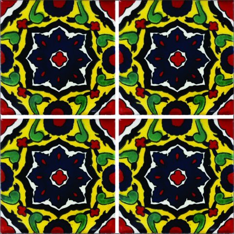 TALAVERA TILES / Talavera Tile 4x4 inch (90 pieces) - Style AZ013 / These beatiful handpainted Mexican Talavera tiles will give a colorful decorative touch to your bathrooms, vanities, window surrounds, fireplaces and more.