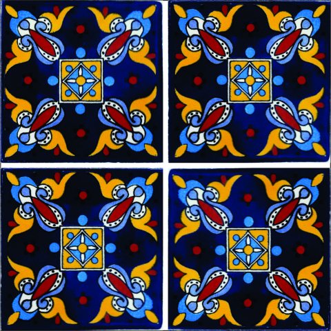 TALAVERA TILES / Talavera Tile 4x4 inch (90 pieces) - Style AZ016 / These beatiful handpainted Mexican Talavera tiles will give a colorful decorative touch to your bathrooms, vanities, window surrounds, fireplaces and more.