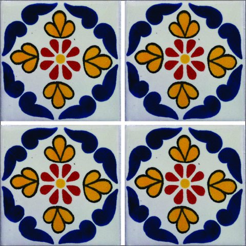 TALAVERA TILES / Talavera Tile 4x4 inch (90 pieces) - Style AZ022 / These beatiful handpainted Mexican Talavera tiles will give a colorful decorative touch to your bathrooms, vanities, window surrounds, fireplaces and more.
