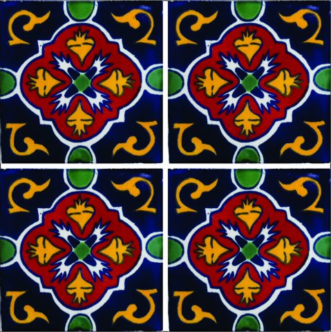 TALAVERA TILES / Talavera Tile 4x4 inch (90 pieces) - Style AZ037 / These beatiful handpainted Mexican Talavera tiles will give a colorful decorative touch to your bathrooms, vanities, window surrounds, fireplaces and more.