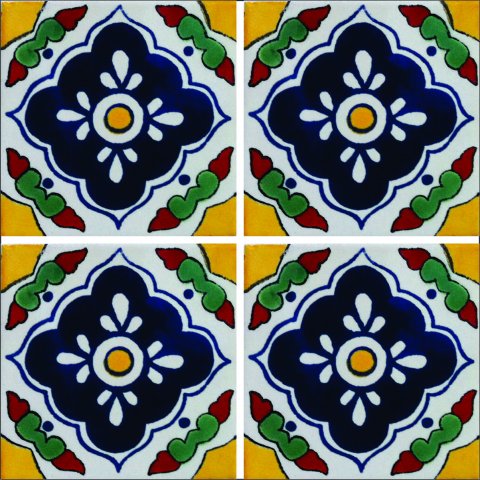 TALAVERA TILES / Talavera Tile 4x4 inch (90 pieces) - Style AZ043 / These beatiful handpainted Mexican Talavera tiles will give a colorful decorative touch to your bathrooms, vanities, window surrounds, fireplaces and more.