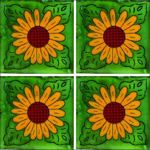 TALAVERA TILES / Talavera Tile 4x4 inch (90 pieces) - Style AZ048 / These beatiful handpainted Mexican Talavera tiles will give a colorful decorative touch to your bathrooms, vanities, window surrounds, fireplaces and more.