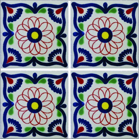 TALAVERA TILES / Talavera Tile 4x4 inch (90 pieces) - Style AZ060 / These beatiful handpainted Mexican Talavera tiles will give a colorful decorative touch to your bathrooms, vanities, window surrounds, fireplaces and more.