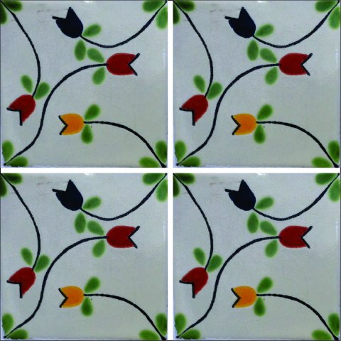 TALAVERA TILES / Talavera Tile 4x4 inch (90 pieces) - Style AZ071 / These beatiful handpainted Mexican Talavera tiles will give a colorful decorative touch to your bathrooms, vanities, window surrounds, fireplaces and more.