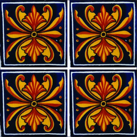 TALAVERA TILES / Talavera Tile 4x4 inch (90 pieces) - Style AZ073 / These beatiful handpainted Mexican Talavera tiles will give a colorful decorative touch to your bathrooms, vanities, window surrounds, fireplaces and more.