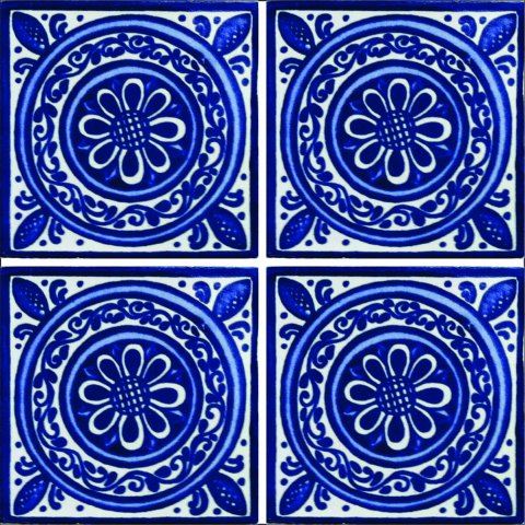 TALAVERA TILES / Talavera Tile 4x4 inch (90 pieces) - Style AZ079 / These beatiful handpainted Mexican Talavera tiles will give a colorful decorative touch to your bathrooms, vanities, window surrounds, fireplaces and more.