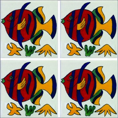 TALAVERA TILES / Talavera Tile 4x4 inch (90 pieces) - Style AZ082 / These beatiful handpainted Mexican Talavera tiles will give a colorful decorative touch to your bathrooms, vanities, window surrounds, fireplaces and more.