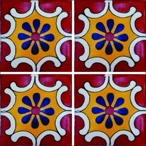 TALAVERA TILES / Talavera Tile 4x4 inch (90 pieces) - Style AZ084 / These beatiful handpainted Mexican Talavera tiles will give a colorful decorative touch to your bathrooms, vanities, window surrounds, fireplaces and more.