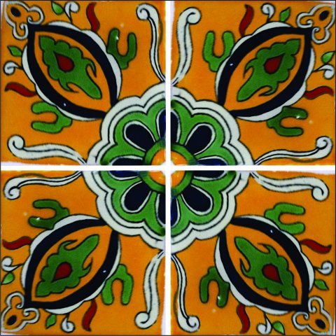 TALAVERA TILES / Talavera Tile 4x4 inch (90 pieces) - Style AZ087 / These beatiful handpainted Mexican Talavera tiles will give a colorful decorative touch to your bathrooms, vanities, window surrounds, fireplaces and more.