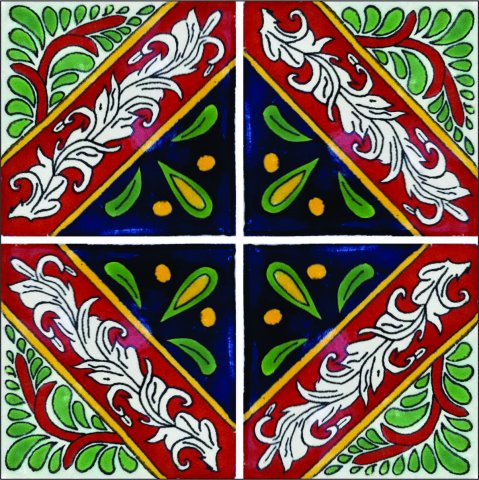 TALAVERA TILES / Talavera Tile 4x4 inch (90 pieces) - Style AZ090 / These beatiful handpainted Mexican Talavera tiles will give a colorful decorative touch to your bathrooms, vanities, window surrounds, fireplaces and more.