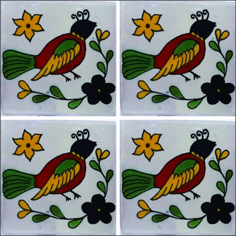 TALAVERA TILES / Talavera Tile 4x4 inch (90 pieces) - Style AZ093 / These beatiful handpainted Mexican Talavera tiles will give a colorful decorative touch to your bathrooms, vanities, window surrounds, fireplaces and more.