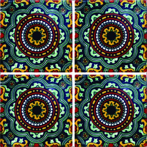 TALAVERA TILES / Talavera Tile 4x4 inch (90 pieces) - Style AZ112 / These beatiful handpainted Mexican Talavera tiles will give a colorful decorative touch to your bathrooms, vanities, window surrounds, fireplaces and more.