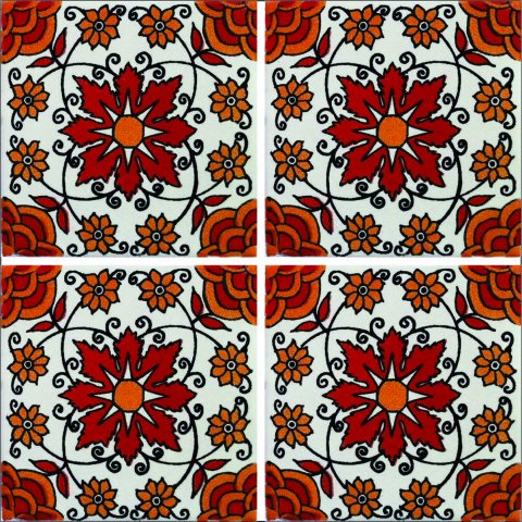 TALAVERA TILES / Talavera Tile 4x4 inch (90 pieces) - Style AZ125 / These beatiful handpainted Mexican Talavera tiles will give a colorful decorative touch to your bathrooms, vanities, window surrounds, fireplaces and more.