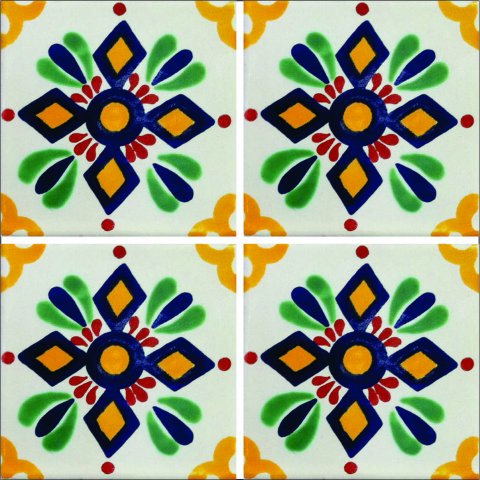 TALAVERA TILES / Talavera Tile 4x4 inch (90 pieces) - Style AZ127 / These beatiful handpainted Mexican Talavera tiles will give a colorful decorative touch to your bathrooms, vanities, window surrounds, fireplaces and more.