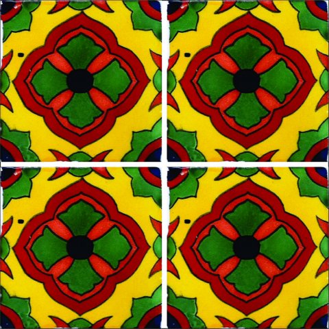 TALAVERA TILES / Talavera Tile 4x4 inch (90 pieces) - Style AZ136 / These beatiful handpainted Mexican Talavera tiles will give a colorful decorative touch to your bathrooms, vanities, window surrounds, fireplaces and more.