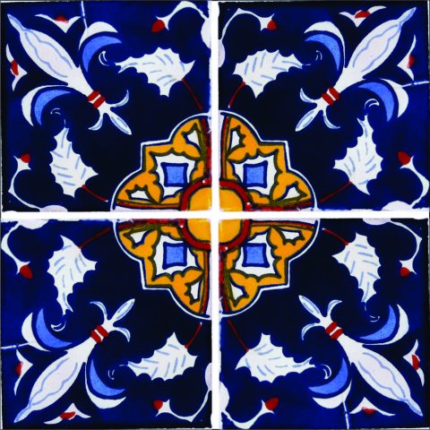 TALAVERA TILES / Talavera Tile 4x4 inch (90 pieces) - Style AZ152 / These beatiful handpainted Mexican Talavera tiles will give a colorful decorative touch to your bathrooms, vanities, window surrounds, fireplaces and more.