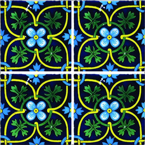 TALAVERA TILES / Talavera Tile 4x4 inch (90 pieces) - Style AZ157 / These beatiful handpainted Mexican Talavera tiles will give a colorful decorative touch to your bathrooms, vanities, window surrounds, fireplaces and more.