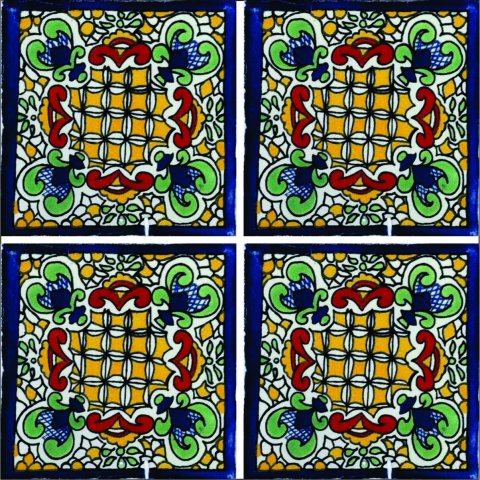 TALAVERA TILES / Talavera Tile 4x4 inch (90 pieces) - Style AZ162 / These beatiful handpainted Mexican Talavera tiles will give a colorful decorative touch to your bathrooms, vanities, window surrounds, fireplaces and more.