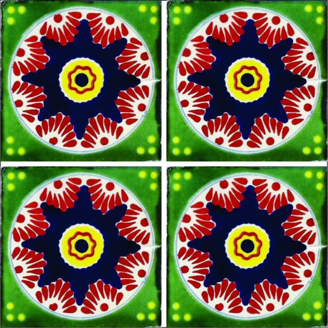 TALAVERA TILES / Talavera Tile 4x4 inch (90 pieces) - Style AZ163 / These beatiful handpainted Mexican Talavera tiles will give a colorful decorative touch to your bathrooms, vanities, window surrounds, fireplaces and more.