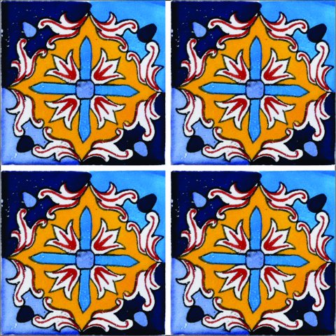TALAVERA TILES / Talavera Tile 4x4 inch (90 pieces) - Style AZ174 / These beatiful handpainted Mexican Talavera tiles will give a colorful decorative touch to your bathrooms, vanities, window surrounds, fireplaces and more.
