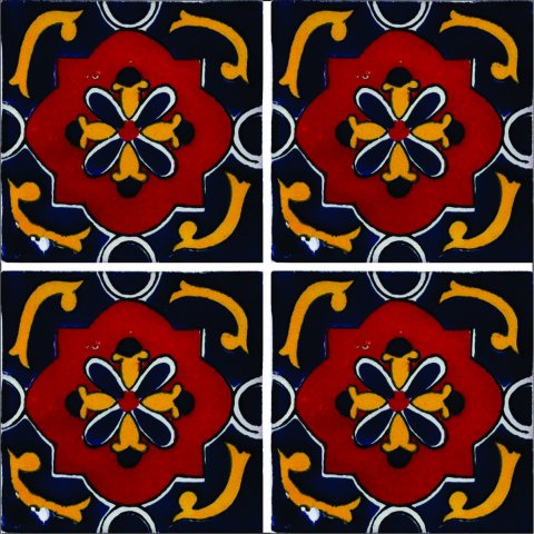 TALAVERA TILES / Talavera Tile 4x4 inch (90 pieces) - Style AZ176 / These beatiful handpainted Mexican Talavera tiles will give a colorful decorative touch to your bathrooms, vanities, window surrounds, fireplaces and more.