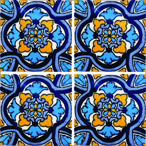 TALAVERA TILES / Talavera Tile 4x4 inch (90 pieces) - Style AZ177 / These beatiful handpainted Mexican Talavera tiles will give a colorful decorative touch to your bathrooms, vanities, window surrounds, fireplaces and more.