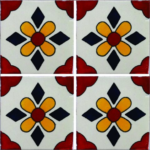TALAVERA TILES / Talavera Tile 4x4 inch (90 pieces) - Style AZ188 / These beatiful handpainted Mexican Talavera tiles will give a colorful decorative touch to your bathrooms, vanities, window surrounds, fireplaces and more.