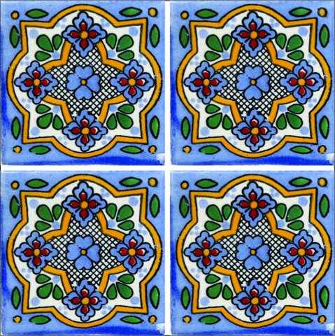 TALAVERA TILES / Talavera Tile 4x4 inch (90 pieces) - Style AZ194 / These beatiful handpainted Mexican Talavera tiles will give a colorful decorative touch to your bathrooms, vanities, window surrounds, fireplaces and more.