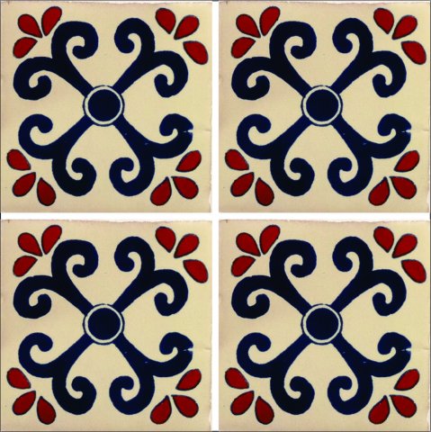 TALAVERA TILES / Talavera Tile 4x4 inch (90 pieces) - Style AZ198 / These beatiful handpainted Mexican Talavera tiles will give a colorful decorative touch to your bathrooms, vanities, window surrounds, fireplaces and more.