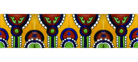 TALAVERA TILES / Border Tile 4x4 inch (90 pieces) - Style CN-17 / These beatiful handpainted Mexican Talavera tiles will give a colorful decorative touch to your bathrooms, vanities, window surrounds, fireplaces and more.