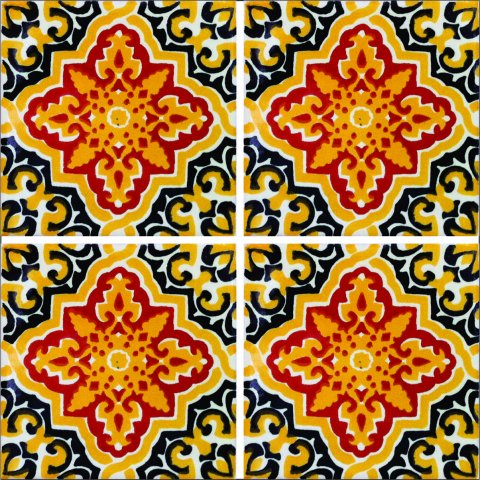 TALAVERA TILES / Talavera Tile 4x4 inch (90 pieces) - Style AZ011 / These beatiful handpainted Mexican Talavera tiles will give a colorful decorative touch to your bathrooms, vanities, window surrounds, fireplaces and more.