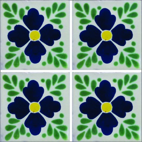 TALAVERA TILES / Talavera Tile 4x4 inch (90 pieces) - Style AZ020 / These beatiful handpainted Mexican Talavera tiles will give a colorful decorative touch to your bathrooms, vanities, window surrounds, fireplaces and more.