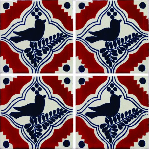 TALAVERA TILES / Talavera Tile 4x4 inch (90 pieces) - Style AZ023 / These beatiful handpainted Mexican Talavera tiles will give a colorful decorative touch to your bathrooms, vanities, window surrounds, fireplaces and more.