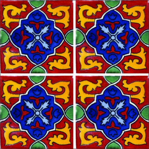 TALAVERA TILES / Talavera Tile 4x4 inch (90 pieces) - Style AZ026 / These beatiful handpainted Mexican Talavera tiles will give a colorful decorative touch to your bathrooms, vanities, window surrounds, fireplaces and more.