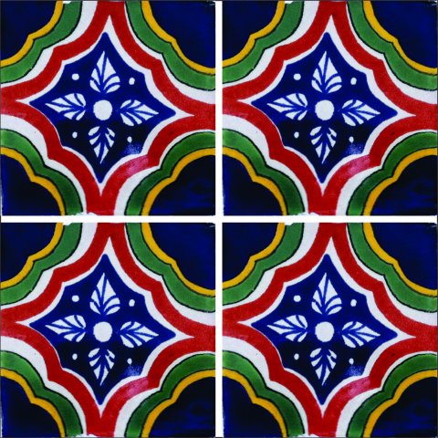TALAVERA TILES / Talavera Tile 4x4 inch (90 pieces) - Style AZ030 / These beatiful handpainted Mexican Talavera tiles will give a colorful decorative touch to your bathrooms, vanities, window surrounds, fireplaces and more.