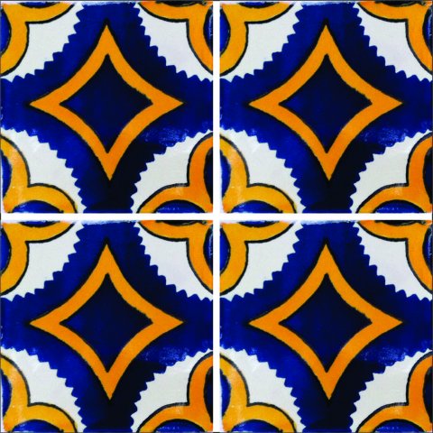 TALAVERA TILES / Talavera Tile 4x4 inch (90 pieces) - Style AZ031 / These beatiful handpainted Mexican Talavera tiles will give a colorful decorative touch to your bathrooms, vanities, window surrounds, fireplaces and more.