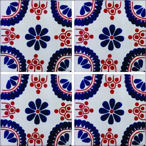 TALAVERA TILES / Talavera Tile 4x4 inch (90 pieces) - Style AZ035 / These beatiful handpainted Mexican Talavera tiles will give a colorful decorative touch to your bathrooms, vanities, window surrounds, fireplaces and more.