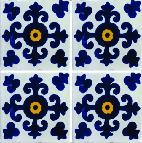 TALAVERA TILES / Talavera Tile 4x4 inch (90 pieces) - Style AZ038 / These beatiful handpainted Mexican Talavera tiles will give a colorful decorative touch to your bathrooms, vanities, window surrounds, fireplaces and more.