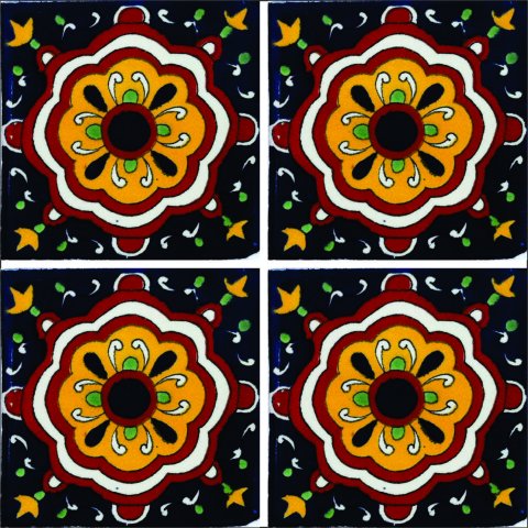 TALAVERA TILES / Talavera Tile 4x4 inch (90 pieces) - Style AZ041 / These beatiful handpainted Mexican Talavera tiles will give a colorful decorative touch to your bathrooms, vanities, window surrounds, fireplaces and more.