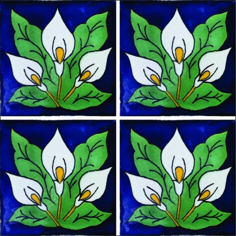 TALAVERA TILES / Talavera Tile 4x4 inch (90 pieces) - Style AZ050 / These beatiful handpainted Mexican Talavera tiles will give a colorful decorative touch to your bathrooms, vanities, window surrounds, fireplaces and more.