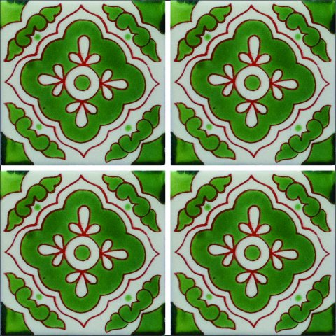 TALAVERA TILES / Talavera Tile 4x4 inch (90 pieces) - Style AZ059 / These beatiful handpainted Mexican Talavera tiles will give a colorful decorative touch to your bathrooms, vanities, window surrounds, fireplaces and more.