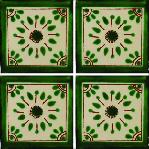 TALAVERA TILES / Talavera Tile 4x4 inch (90 pieces) - Style AZ063 / These beatiful handpainted Mexican Talavera tiles will give a colorful decorative touch to your bathrooms, vanities, window surrounds, fireplaces and more.