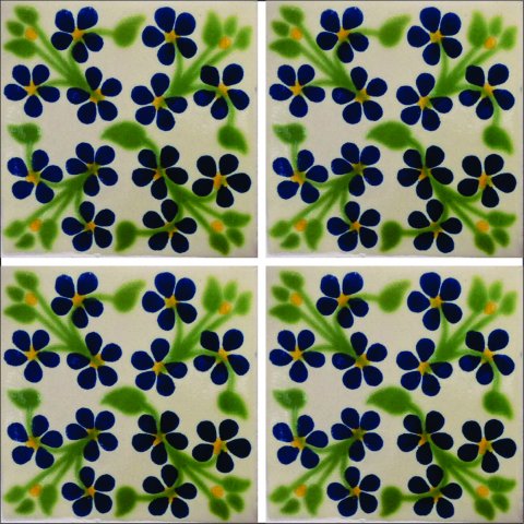 TALAVERA TILES / Talavera Tile 4x4 inch (90 pieces) - Style AZ064 / These beatiful handpainted Mexican Talavera tiles will give a colorful decorative touch to your bathrooms, vanities, window surrounds, fireplaces and more.