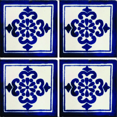 TALAVERA TILES / Talavera Tile 4x4 inch (90 pieces) - Style AZ067 / These beatiful handpainted Mexican Talavera tiles will give a colorful decorative touch to your bathrooms, vanities, window surrounds, fireplaces and more.