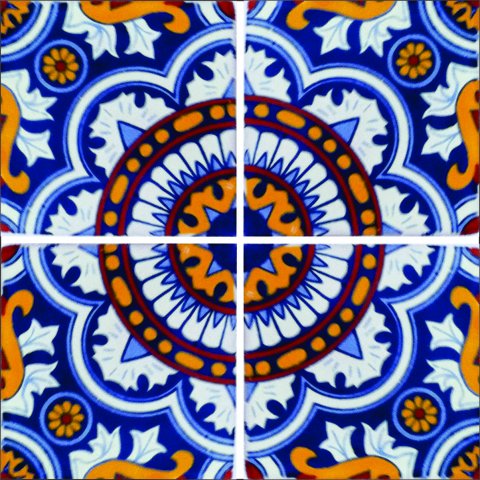 TALAVERA TILES / Talavera Tile 4x4 inch (90 pieces) - Style AZ085 / These beatiful handpainted Mexican Talavera tiles will give a colorful decorative touch to your bathrooms, vanities, window surrounds, fireplaces and more.