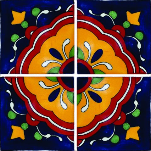 TALAVERA TILES / Talavera Tile 4x4 inch (90 pieces) - Style AZ088 / These beatiful handpainted Mexican Talavera tiles will give a colorful decorative touch to your bathrooms, vanities, window surrounds, fireplaces and more.