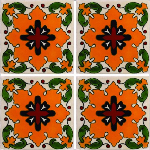 TALAVERA TILES / Talavera Tile 4x4 inch (90 pieces) - Style AZ091 / These beatiful handpainted Mexican Talavera tiles will give a colorful decorative touch to your bathrooms, vanities, window surrounds, fireplaces and more.