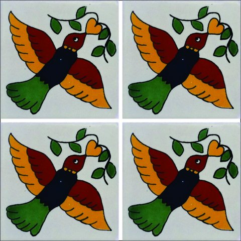 TALAVERA TILES / Talavera Tile 4x4 inch (90 pieces) - Style AZ094 / These beatiful handpainted Mexican Talavera tiles will give a colorful decorative touch to your bathrooms, vanities, window surrounds, fireplaces and more.